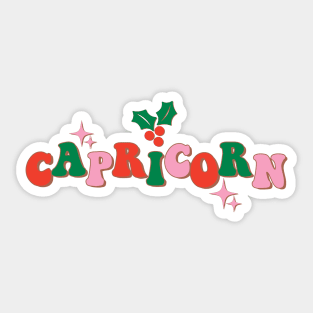 Groovy Aesthetic Christmas Capricorn Sticker